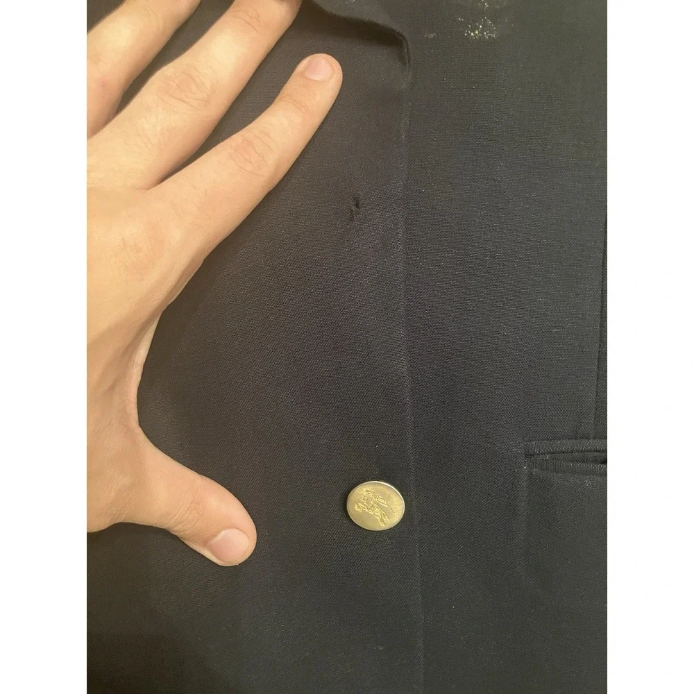 Vintage Burberrys Blazer Mens 42R Navy Blue Wool Sport Coat Jacket Gold Buttons